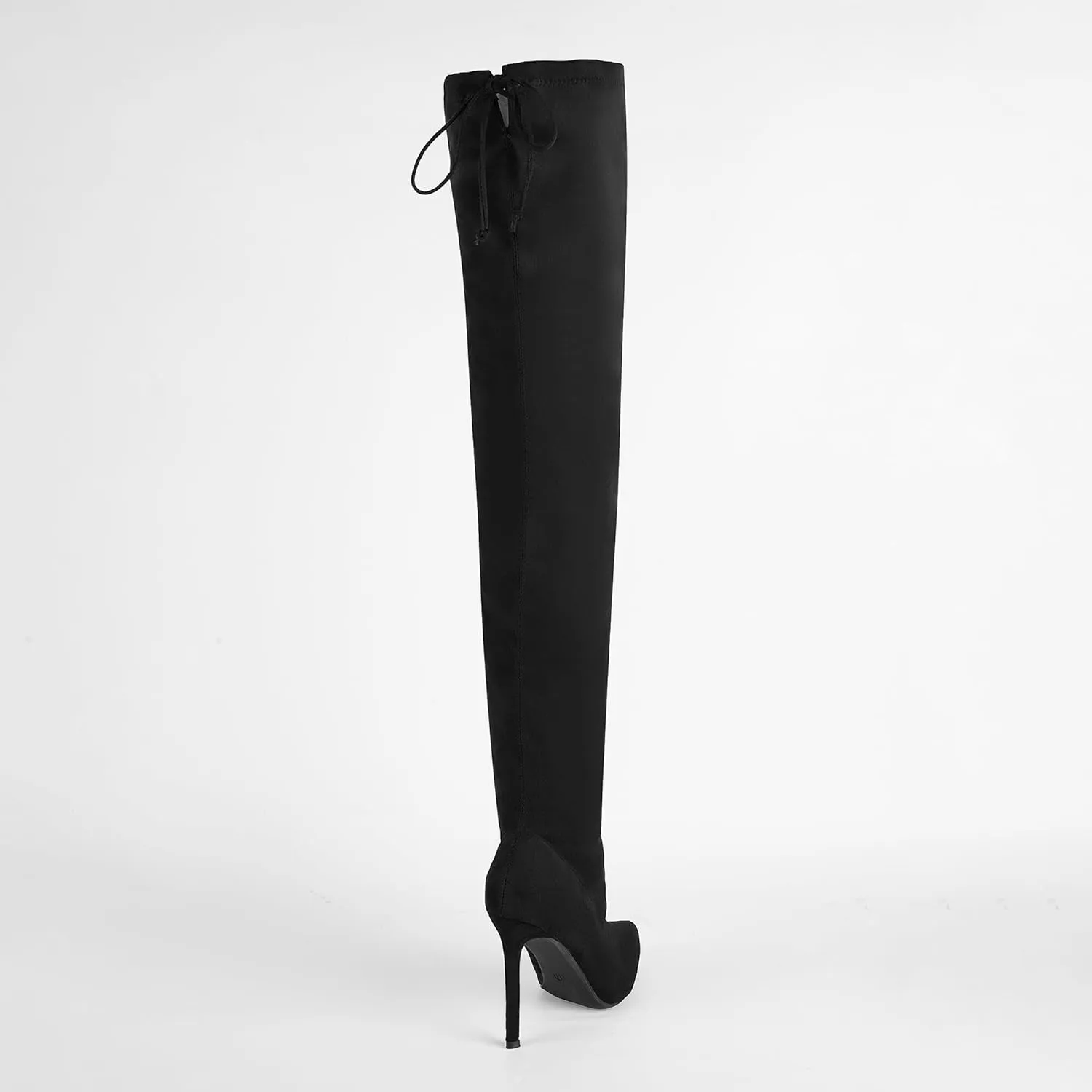 Women's Thigh High Block Stiletto Heel Over The Knee Boots, Faux Suede Elasticity, Long Black Boots, Round Toe&Pointed Toe, Side Zip Sexy Boots for Winter Fall