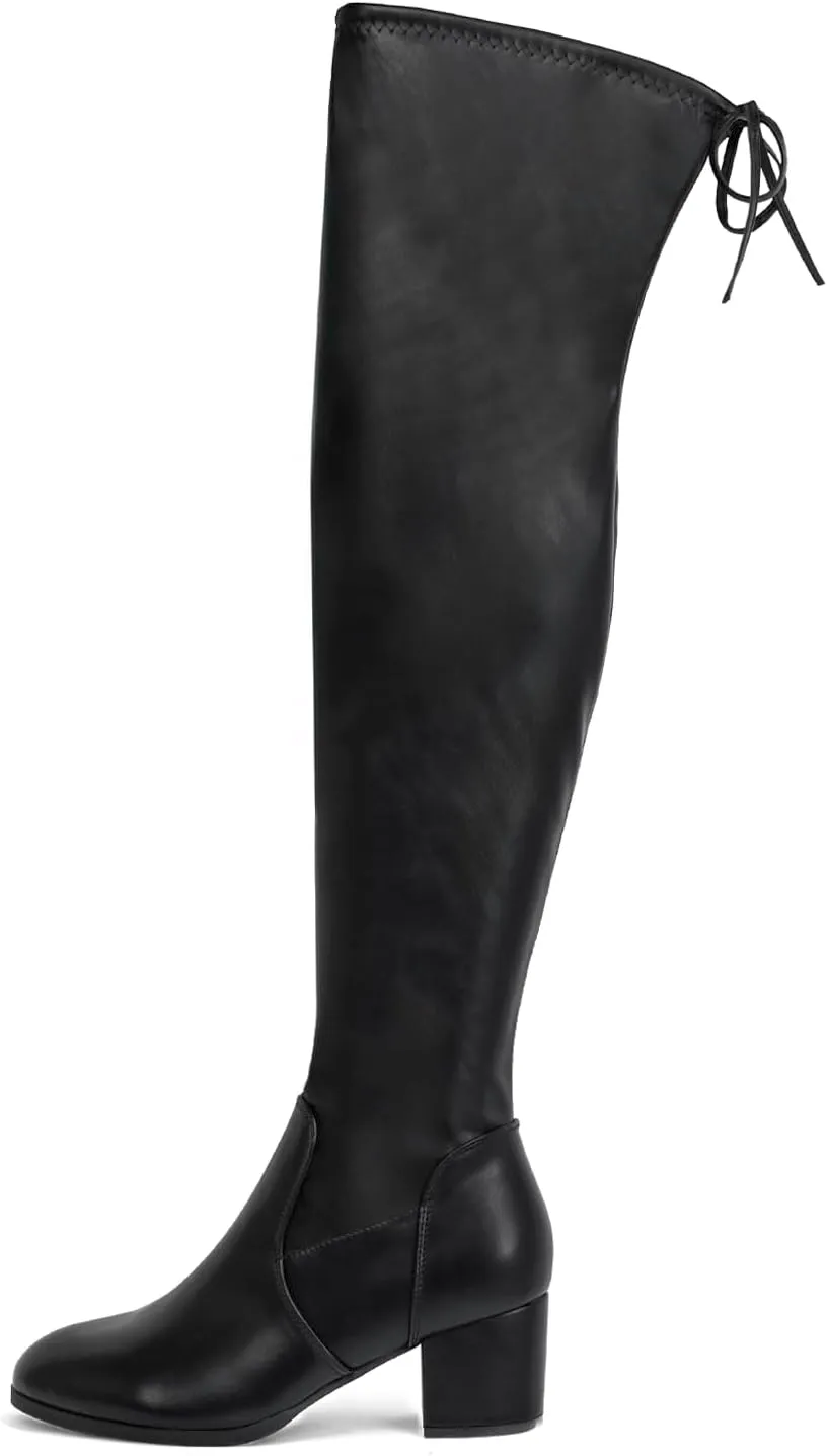 Women's Thigh High Boots Over the Knee Chunky Heel Fashion Sexy Long Boots with Zipper