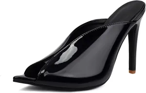 Women's V-Cut Peep Toe Mules - Stiletto High Heel Slip-On Sandals for Sexy Evening Wear Perfect for Parties or Clubs Shoes for Women
