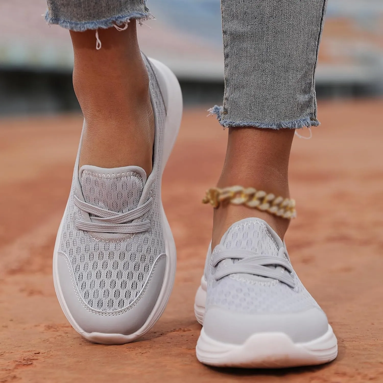 Women's Walking Shoes Soft Sole Mesh Shoe Comfortable Orthopedic Slip-on Breathable Flats Casual Nursing Orthotic Lightweight Shoes Walking Sneaker with Arch Support