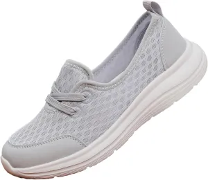 Women's Walking Shoes Soft Sole Mesh Shoe Comfortable Orthopedic Slip-on Breathable Flats Casual Nursing Orthotic Lightweight Shoes Walking Sneaker with Arch Support