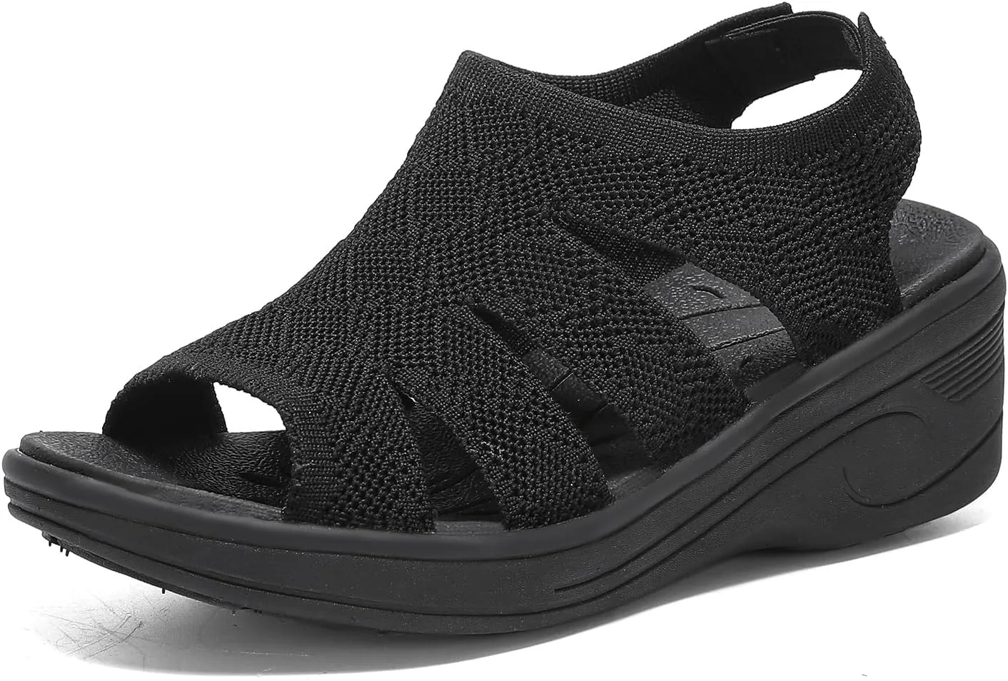 Womens Wedge Sandals Platform Walking Sandals Open Toe Ankle Elastic Strap Casual Comfortable Summer Dressy