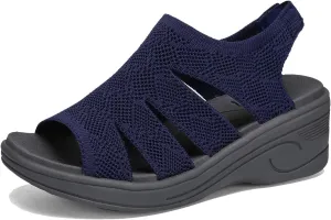 Womens Wedge Sandals Platform Walking Sandals Open Toe Ankle Elastic Strap Casual Comfortable Summer Dressy