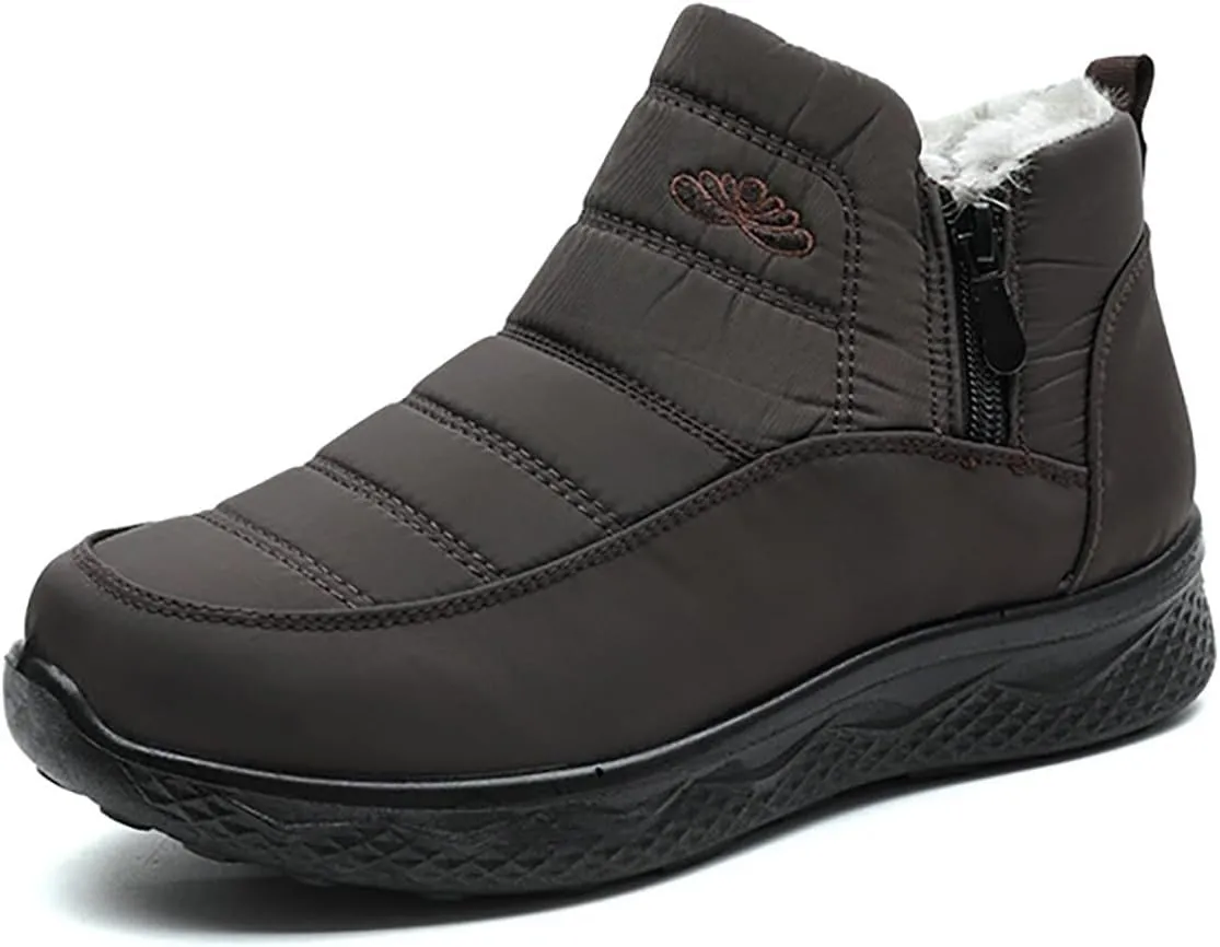 Womens Winter Snow Boots Women Ankle Booties Warm Fu𝐫 Lined 𝐖aterproof Insulated Slip On Outdoor Shoes