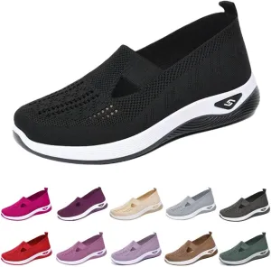 Women's Woven Orthopedic Breathable Soft Shoes Ortho Walking Non-Slip Arch Support Walking Slip on Shoes Comfort Casual Running Diabetic Foam Sneakers Mesh Up Running Going Out Flat Sneaker