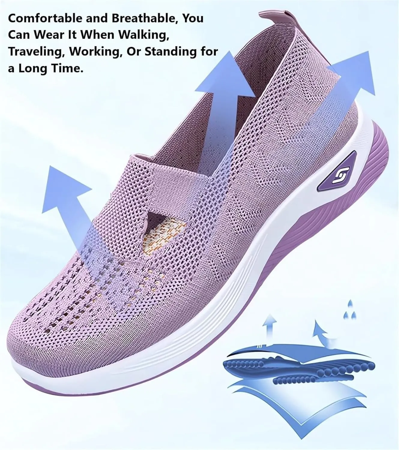 Women's Woven Orthopedic Breathable Soft Shoes Ortho Walking Non-Slip Arch Support Walking Slip on Shoes Comfort Casual Running Diabetic Foam Sneakers Mesh Up Running Going Out Flat Sneaker
