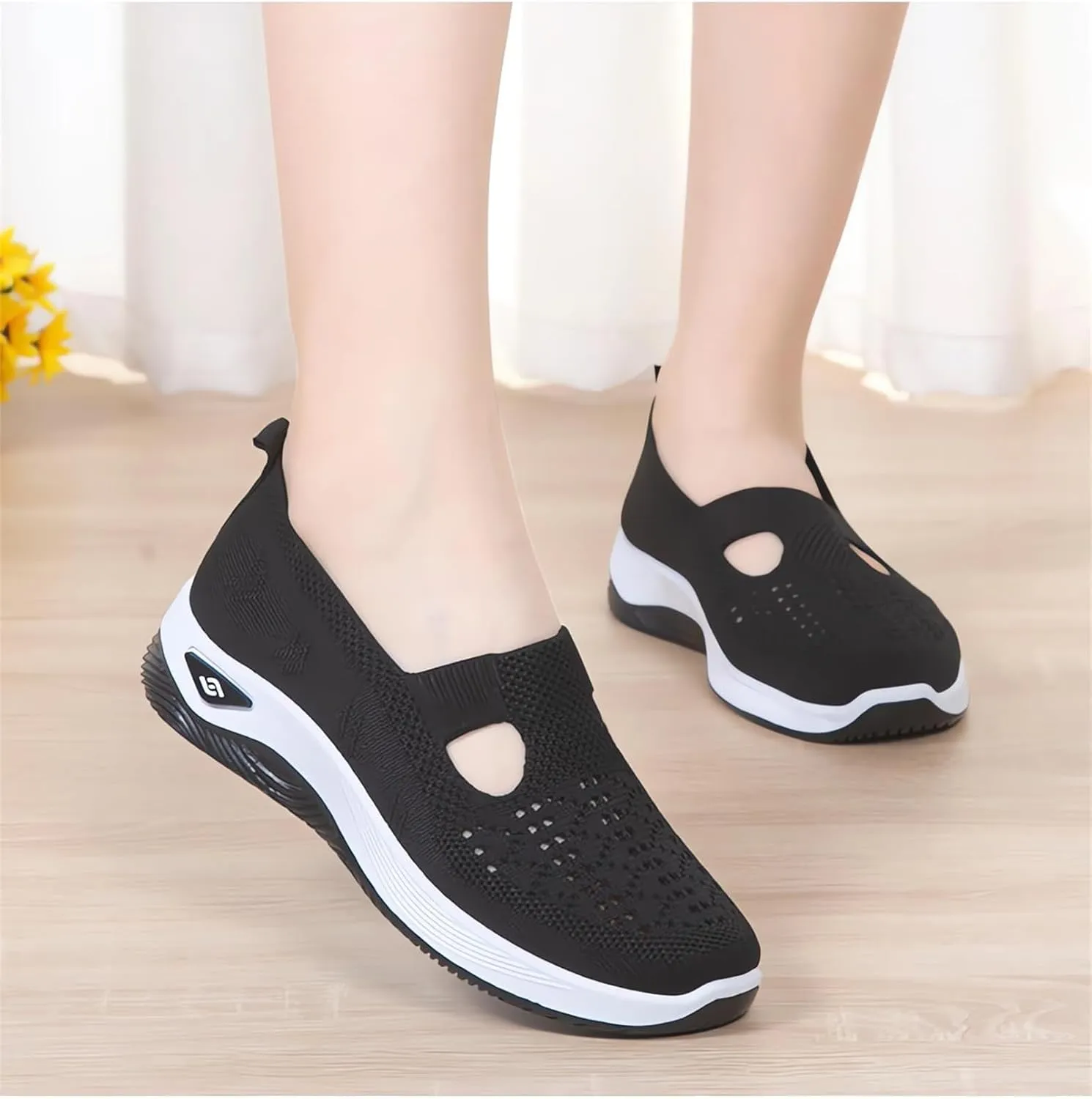 Women's Woven Orthopedic Breathable Soft Shoes Ortho Walking Non-Slip Arch Support Walking Slip on Shoes Comfort Casual Running Diabetic Foam Sneakers Mesh Up Running Going Out Flat Sneaker