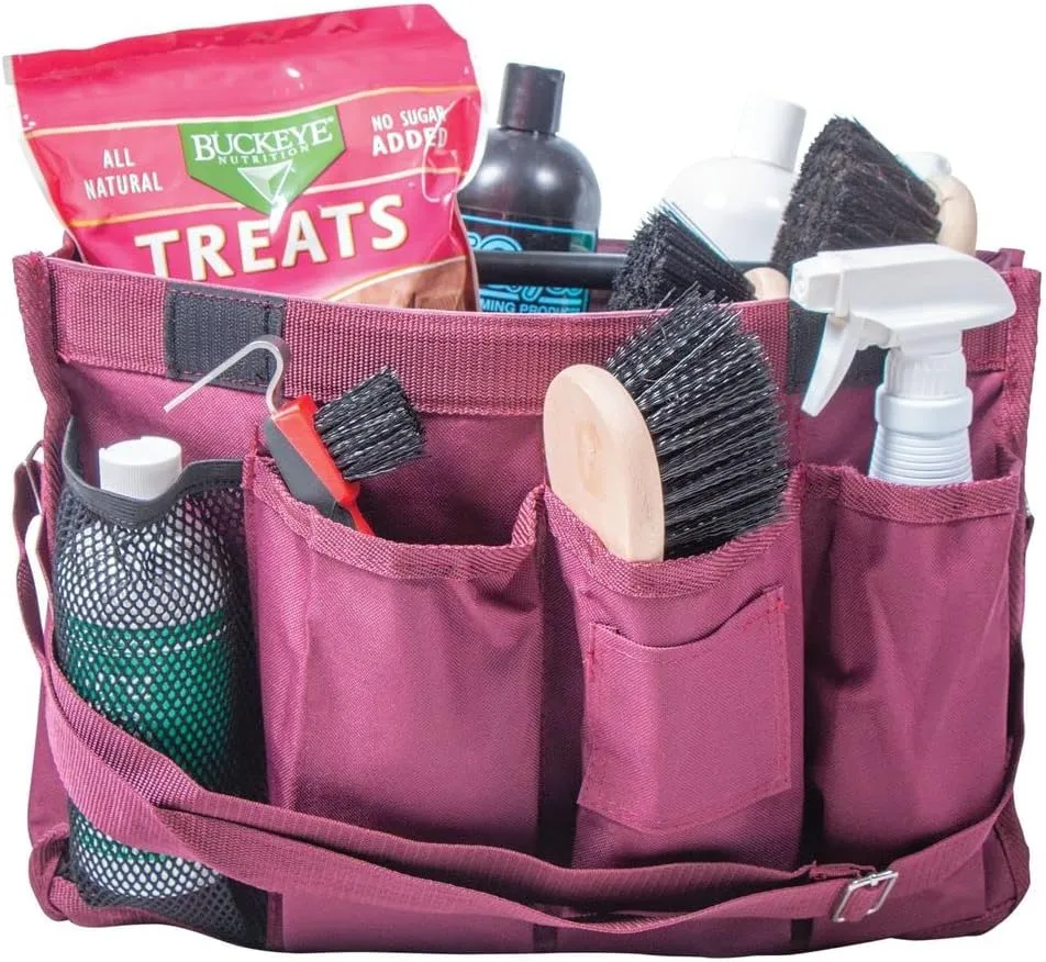 X-Large Universal Grooming Tote | Color Burgundy | Ample Storage for Grooming Essentials | Keeps Items Clean with Dust Cover | Non-Collapsing Inside Pockets | Adjustable Shoulder Strap