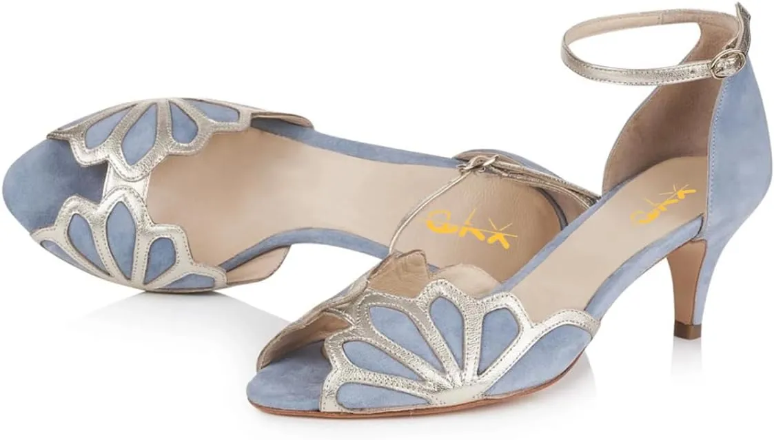 XYD Women Dance Ballroom Latin Jazz Sandals Kitten Heels Peep Toe Ankle Strap Butterfly Bridal Evening Fancy Pumps Shoes