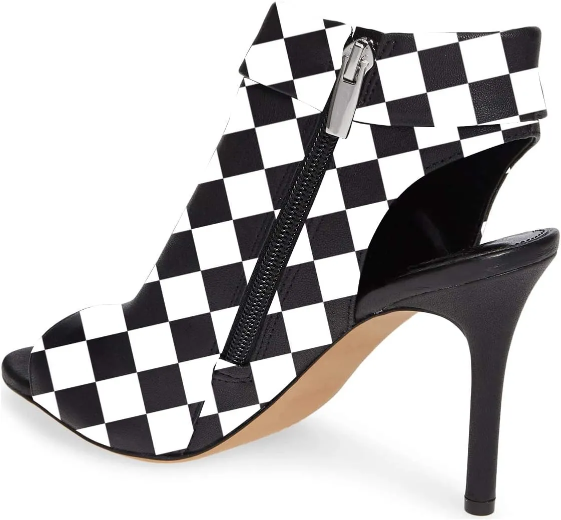 YDN Women Chic Peep Toe Stiletto High Heel Short Booties Cutout Slingback Side Zippers Walking Shoes