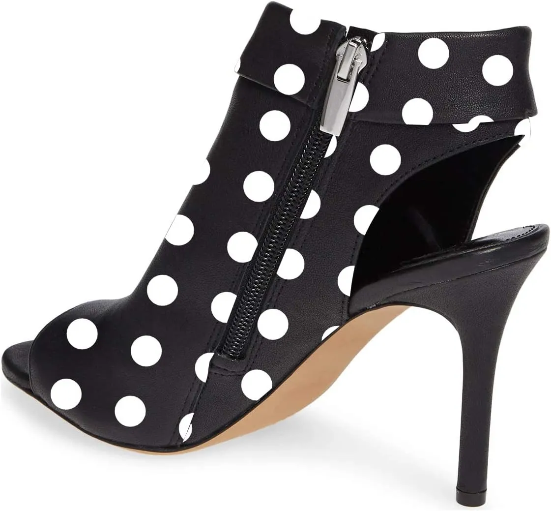 YDN Women Chic Peep Toe Stiletto High Heel Short Booties Cutout Slingback Side Zippers Walking Shoes
