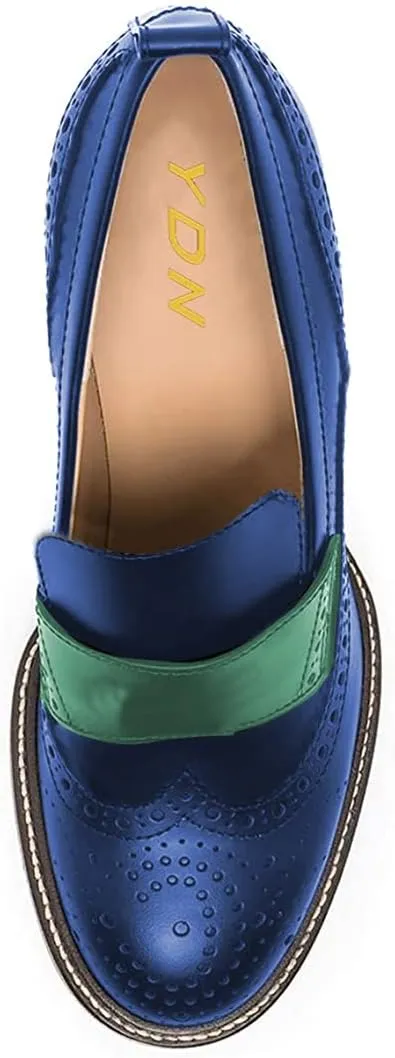YDN Women Chunky High Heels Round Toe Oxford Loafer Size Color Material Customize Available Shoe Size 4-15 US
