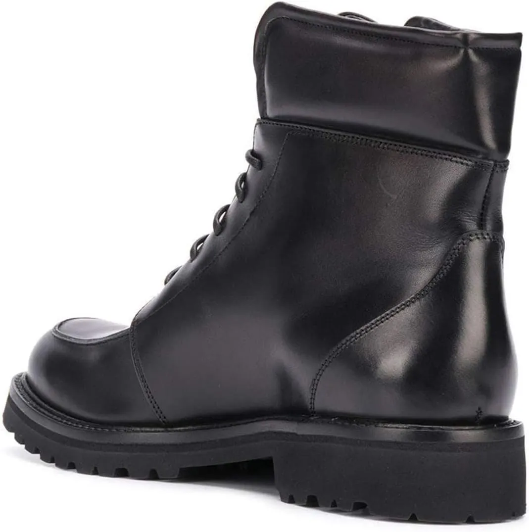 YDN Women Classic Round Toe Lug Sole Combat Ankle Boots Trendy Lace Up Chunky Low Heel Dress Booties Shoes
