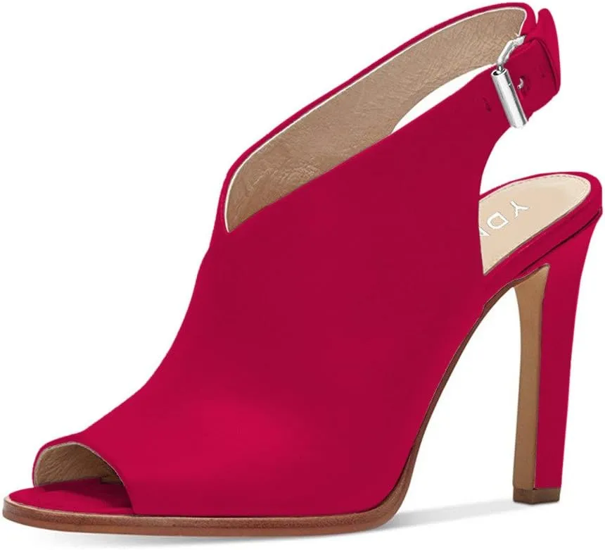 YDN Women Peep Toe High Heel Sandals Ankle Strap Pumps Slingback Stiletto Shoes with Buckle Size 4-15 US