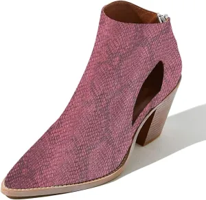 YDN Women Pointed Toe Ankle Boots Chunky Mid Heel Booties Cutout Hole Back Zipper Comfy Shoes Size 4-15 US