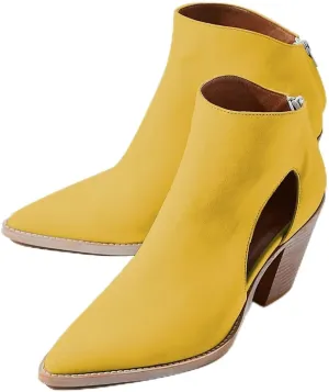 YDN Women Pointed Toe Ankle Boots Chunky Mid Heel Booties Cutout Hole Back Zipper Comfy Shoes Size 4-15 US