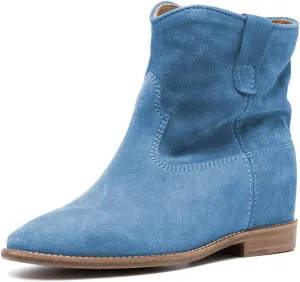 YDN Women Round Toe Hidden Heel Short Boots Suede Pull on Flat Booties Casual Travel Campus Shoes Size 4-15