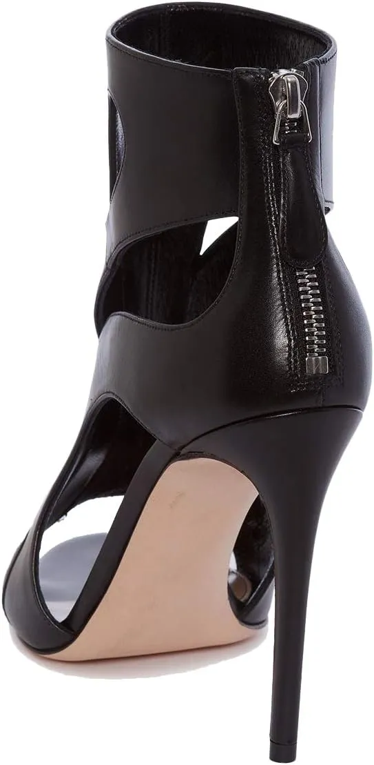 YDN Women Sexy Peep Toe Cutout Sandals Stiletto High Heel Ankle Booties Dressy Party Prom Zip Shoes