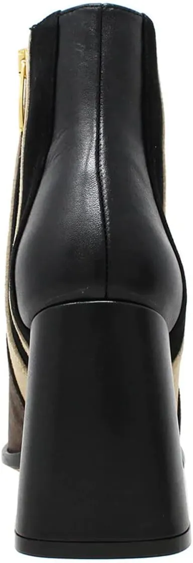 YDN Women Square Toe Ankle Boots Block High Heel Booties Fashion Contrast Stitching Party Evening Shoes Size 4-15 US