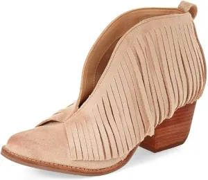 YDN Women Western Ankle High Boots with Tassels Round Toe Block Heel Suede Retro Booties Shoes Size 4-15 US