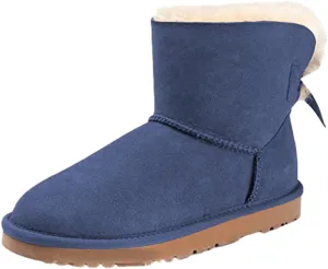 YDN Women Winter Warm Fur Lined Snow Boots Round Toe Flats Ankle High Booties Slip On Low Heels Shoes Size 4-15 US