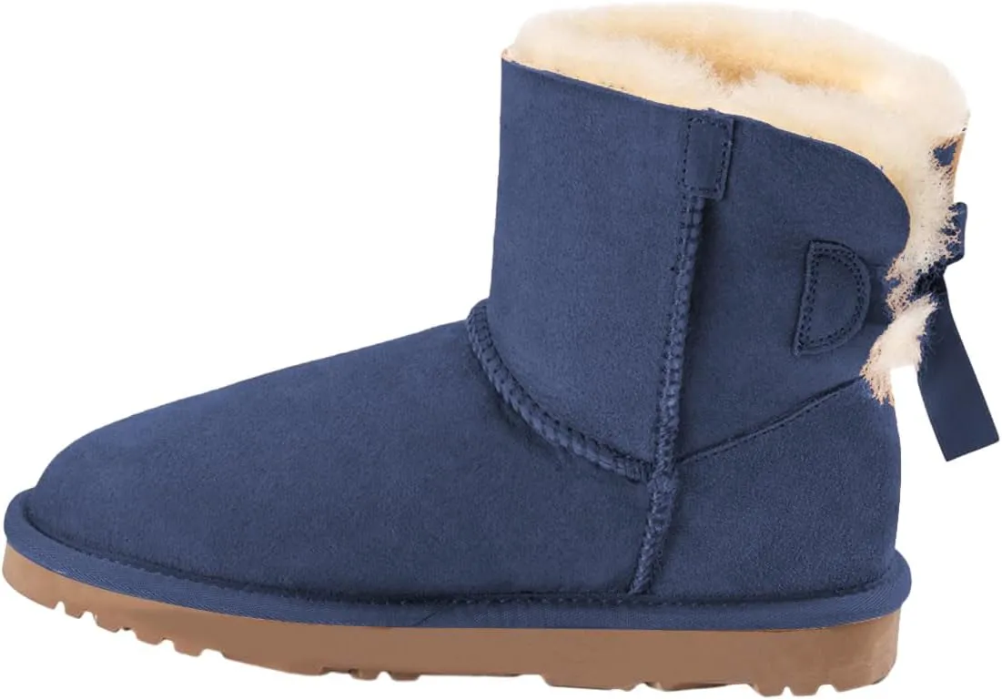 YDN Women Winter Warm Fur Lined Snow Boots Round Toe Flats Ankle High Booties Slip On Low Heels Shoes Size 4-15 US