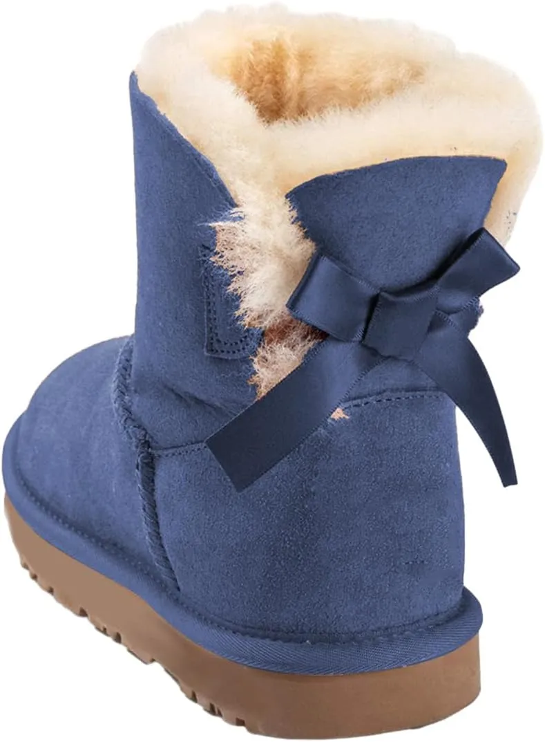YDN Women Winter Warm Fur Lined Snow Boots Round Toe Flats Ankle High Booties Slip On Low Heels Shoes Size 4-15 US