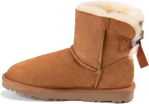 YDN Women Winter Warm Fur Lined Snow Boots Round Toe Flats Ankle High Booties Slip On Low Heels Shoes Size 4-15 US