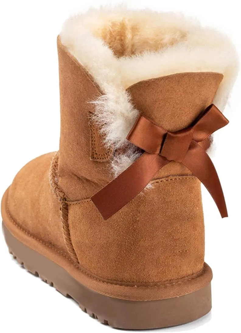 YDN Women Winter Warm Fur Lined Snow Boots Round Toe Flats Ankle High Booties Slip On Low Heels Shoes Size 4-15 US