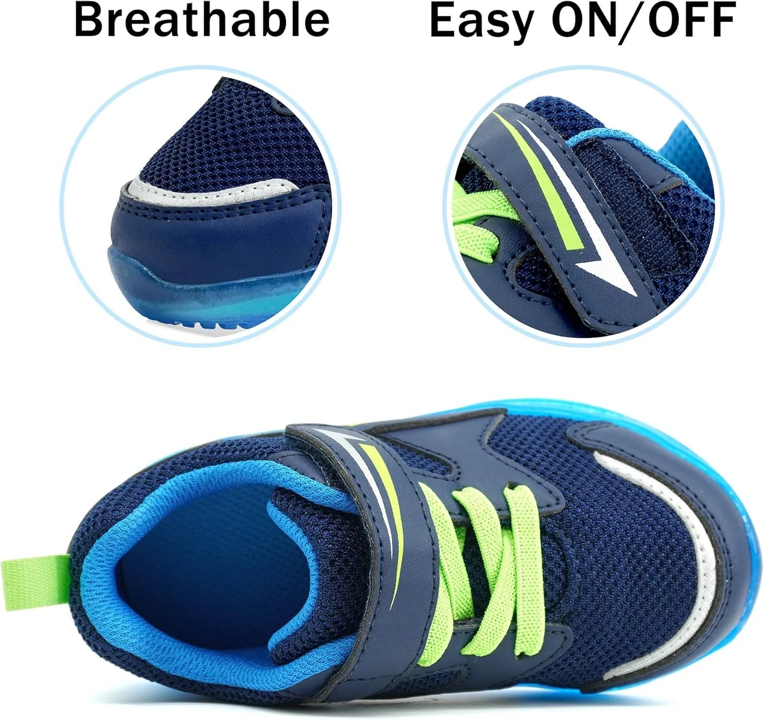 YESKIS Toddler Boys Girls Light Up Shoes LED Flashing Lightweight Mesh Breathable Adorable Running Sneakers for Toddler and Little Kid