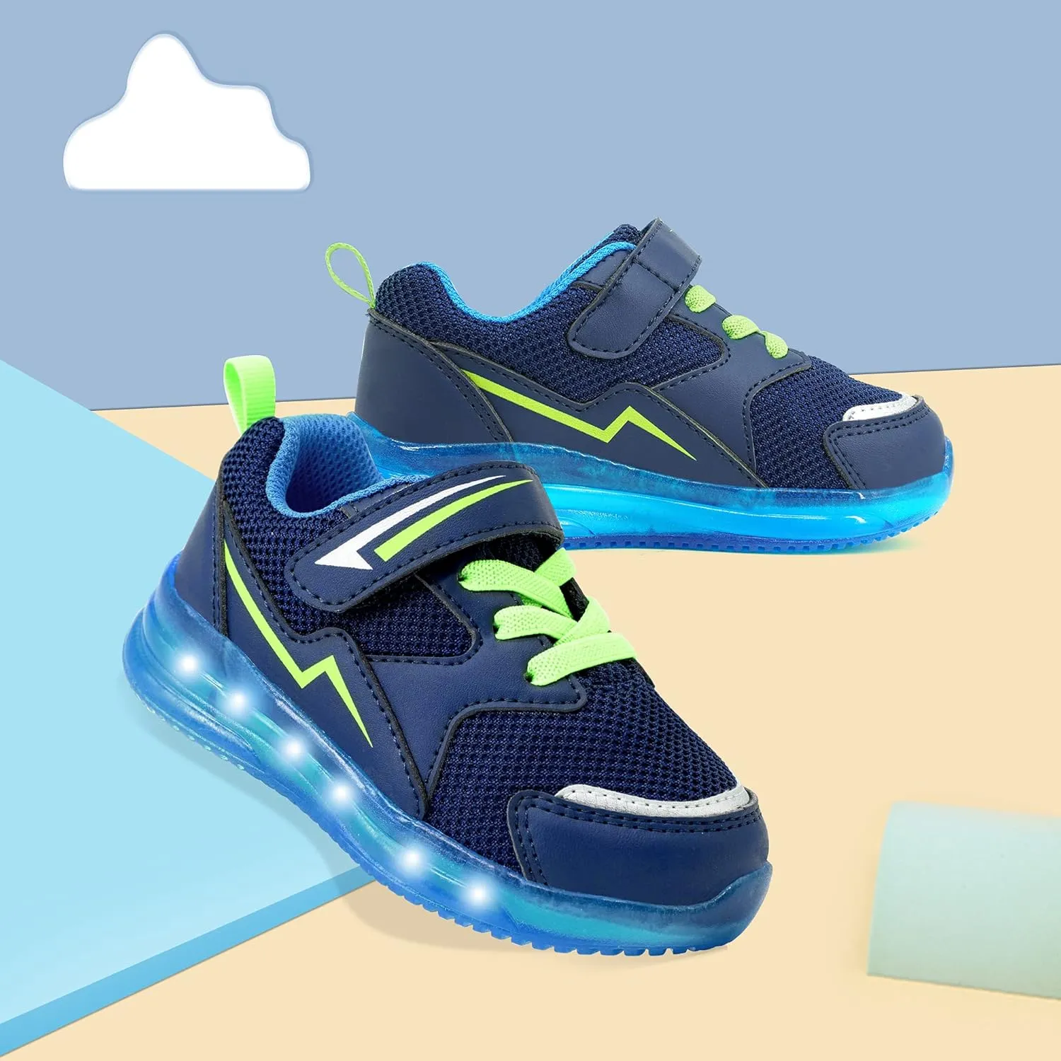 YESKIS Toddler Boys Girls Light Up Shoes LED Flashing Lightweight Mesh Breathable Adorable Running Sneakers for Toddler and Little Kid