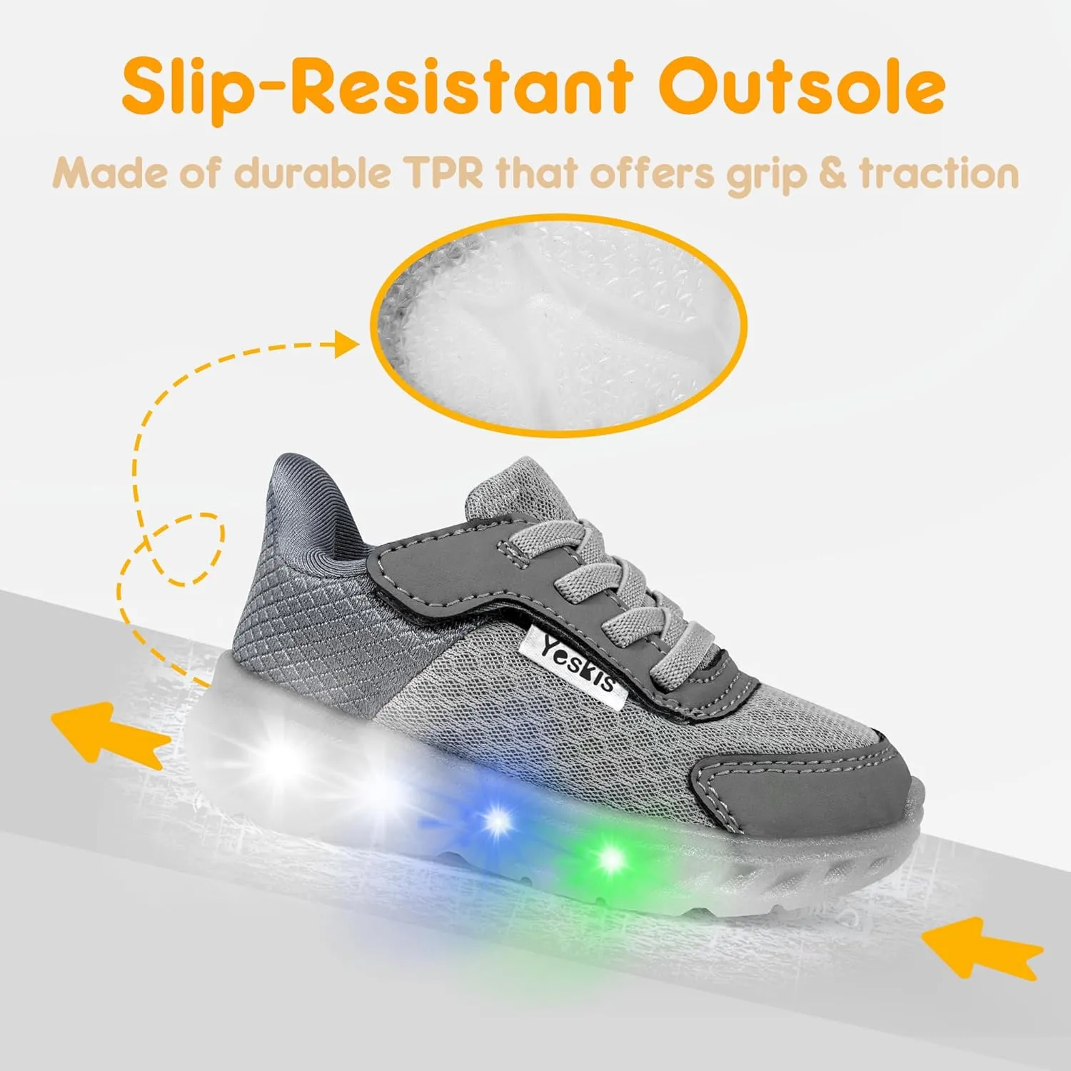 YESKIS Toddler Light Up Shoes Boys Girls Lightweight Breathable Mesh Non-Slip Running Sneakers for Toddler and Little Kid