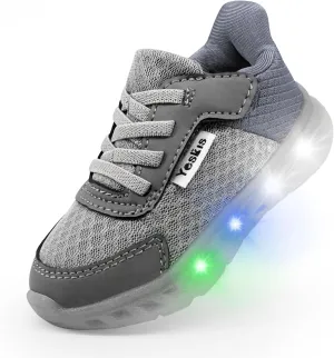 YESKIS Toddler Light Up Shoes Boys Girls Lightweight Breathable Mesh Non-Slip Running Sneakers for Toddler and Little Kid