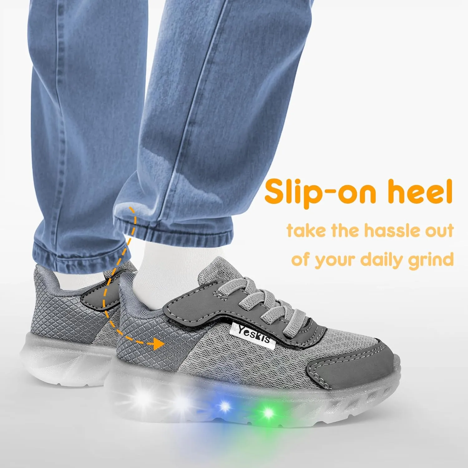 YESKIS Toddler Light Up Shoes Boys Girls Lightweight Breathable Mesh Non-Slip Running Sneakers for Toddler and Little Kid