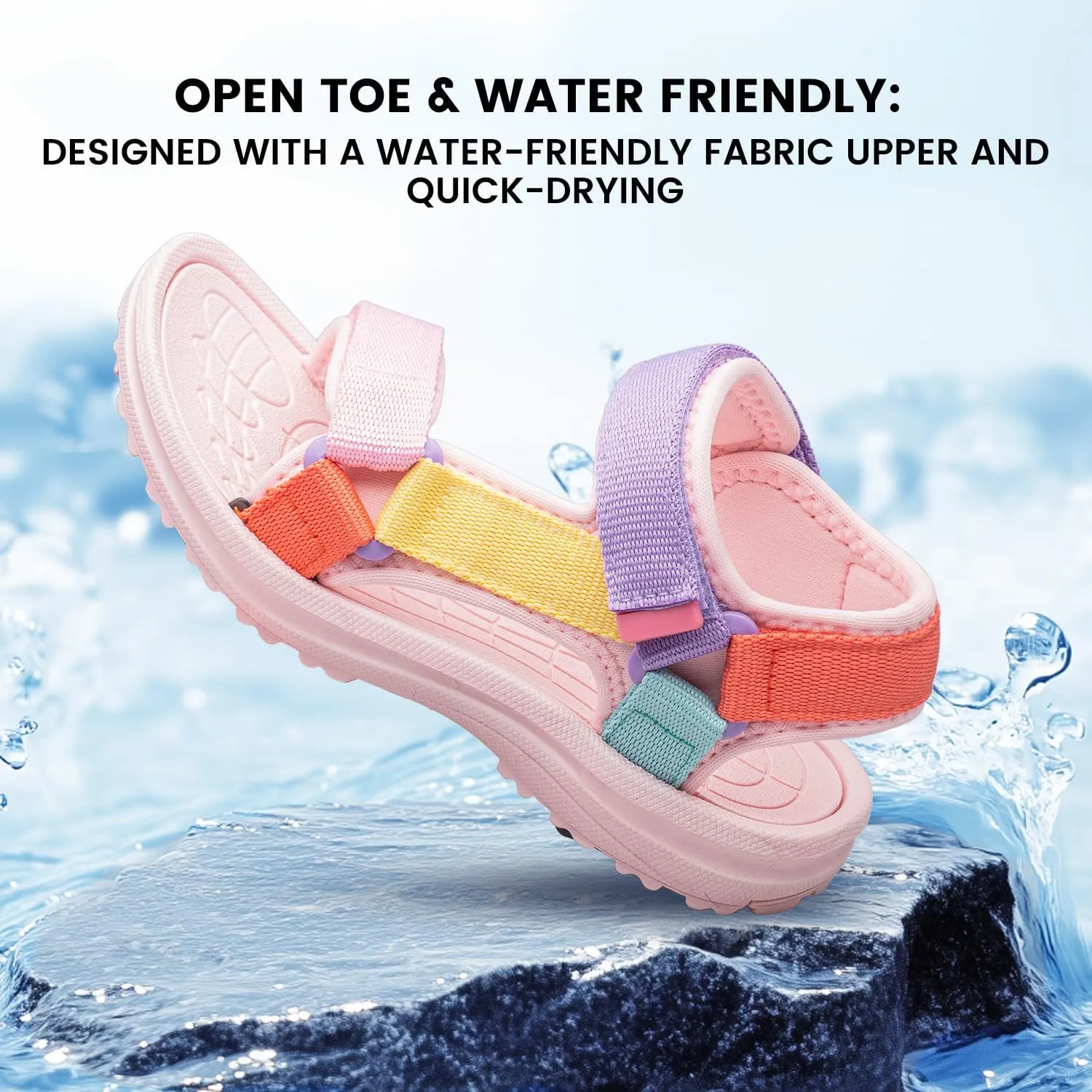 YHOON Boys Girls Sandals Adjustable Double Strap Open-Toe Athletic Lightweight Unisex Child Sport Sandals Summer Outdoor(Toddler/Little Kid/Big Kid)