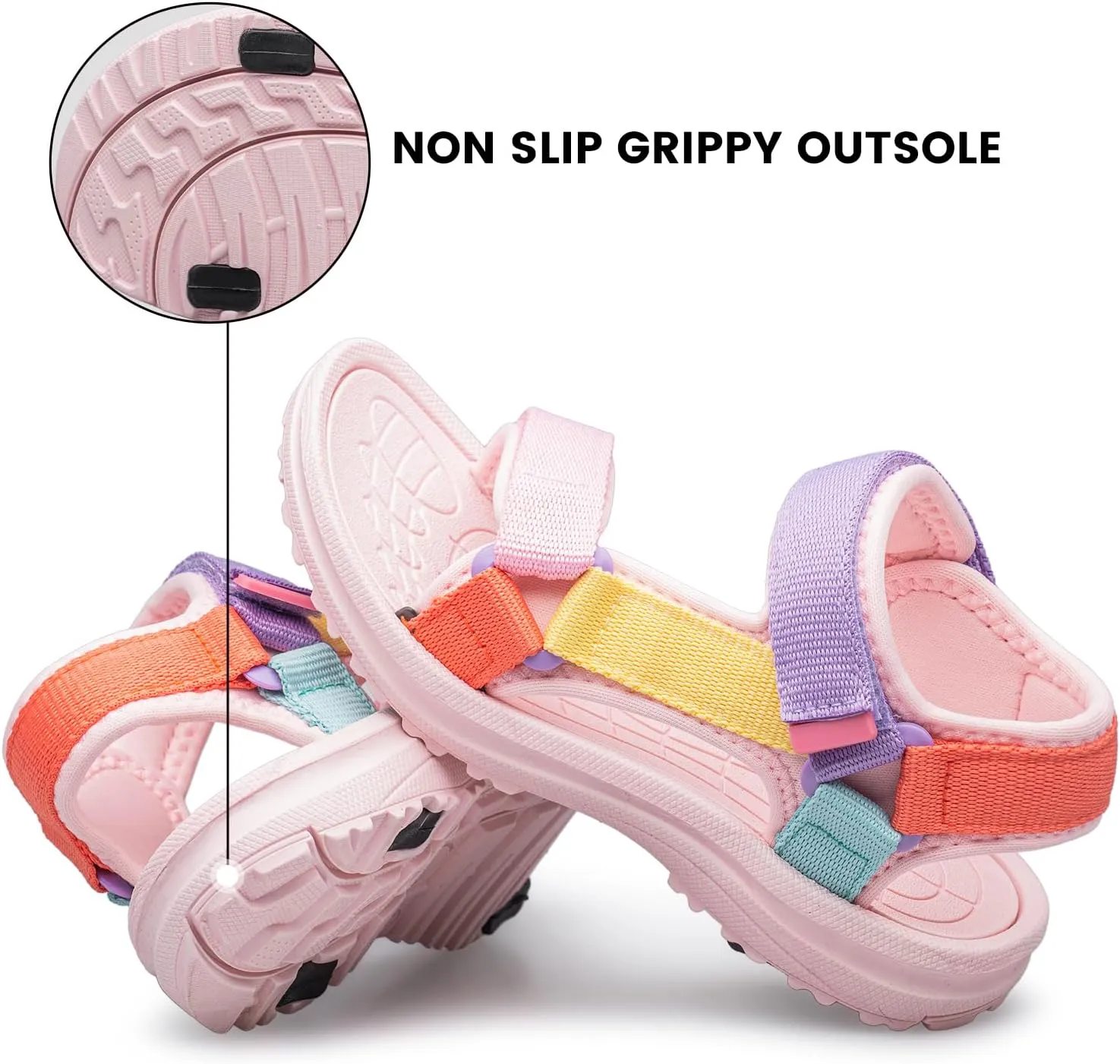 YHOON Boys Girls Sandals Adjustable Double Strap Open-Toe Athletic Lightweight Unisex Child Sport Sandals Summer Outdoor(Toddler/Little Kid/Big Kid)