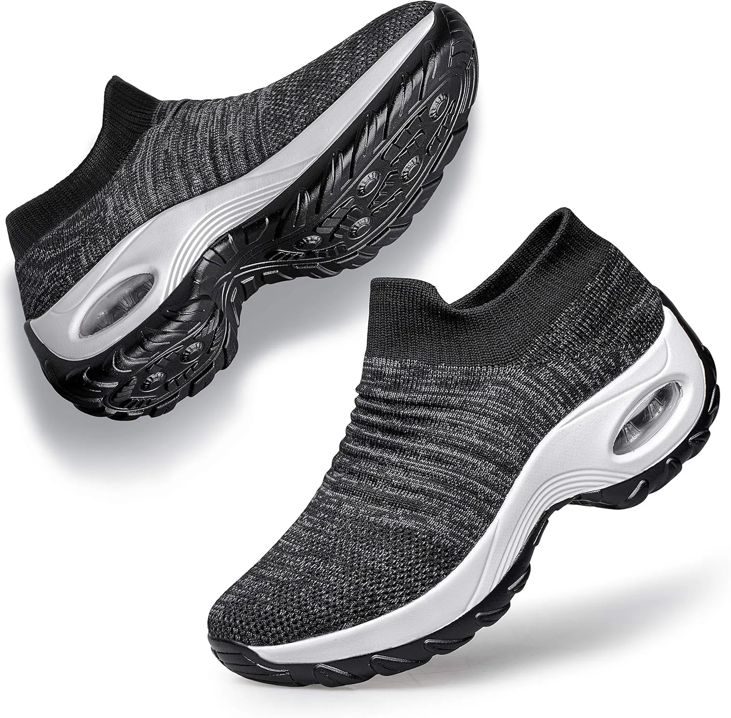 YHOON Women's Walking Shoes - Sock Sneakers Slip on Mesh Platform Air Cushion Athletic Shoes Work Nurse Comfortable