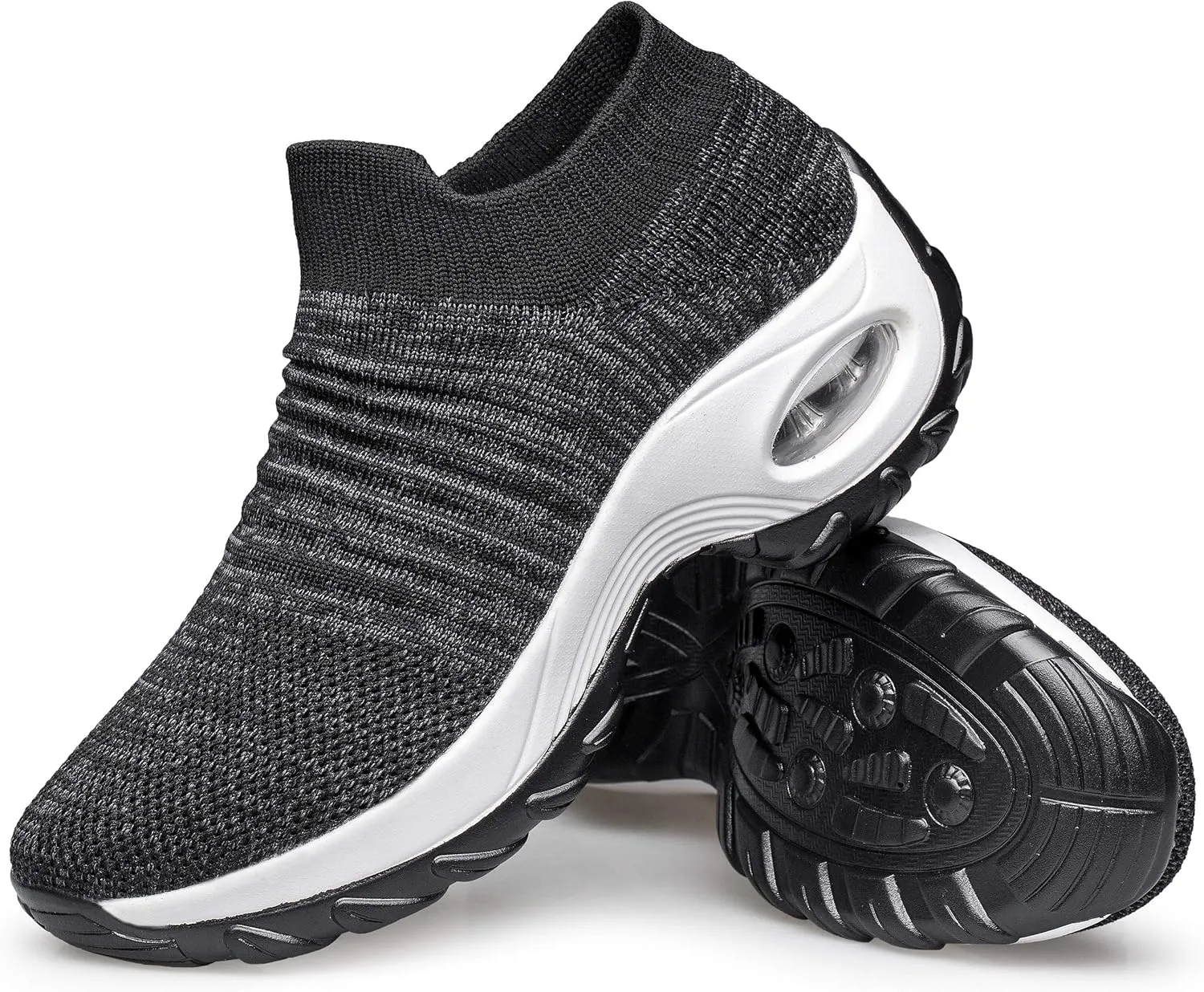 YHOON Women's Walking Shoes - Sock Sneakers Slip on Mesh Platform Air Cushion Athletic Shoes Work Nurse Comfortable