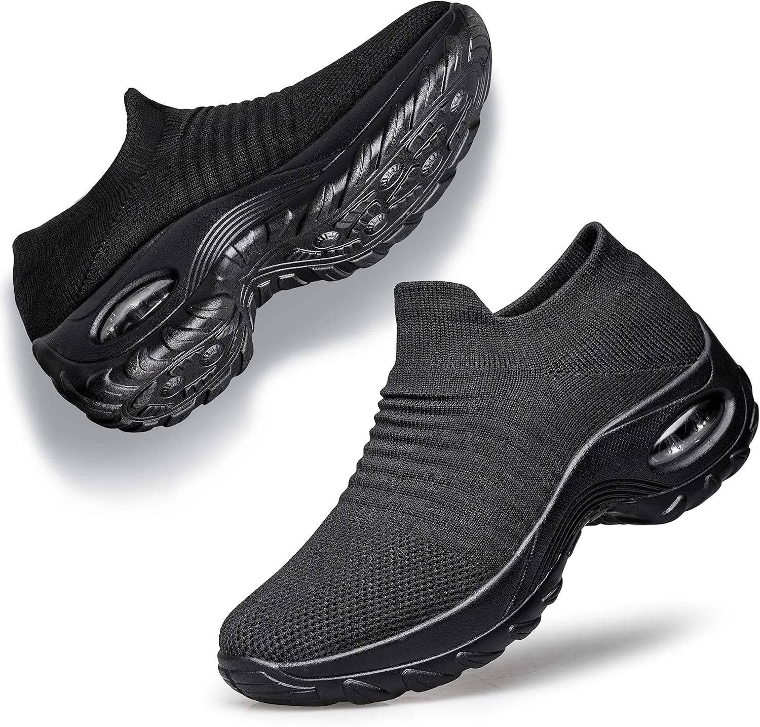 YHOON Women's Walking Shoes - Sock Sneakers Slip on Mesh Platform Air Cushion Athletic Shoes Work Nurse Comfortable