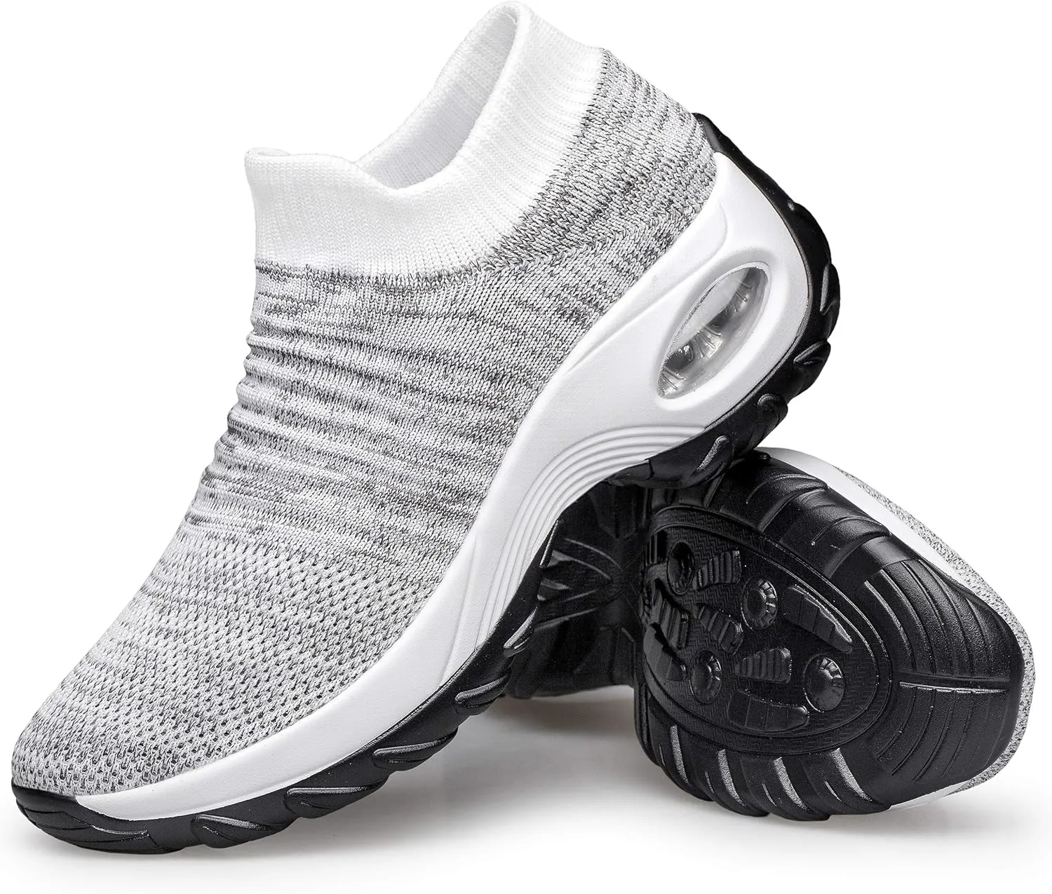 YHOON Women's Walking Shoes - Sock Sneakers Slip on Mesh Platform Air Cushion Athletic Shoes Work Nurse Comfortable