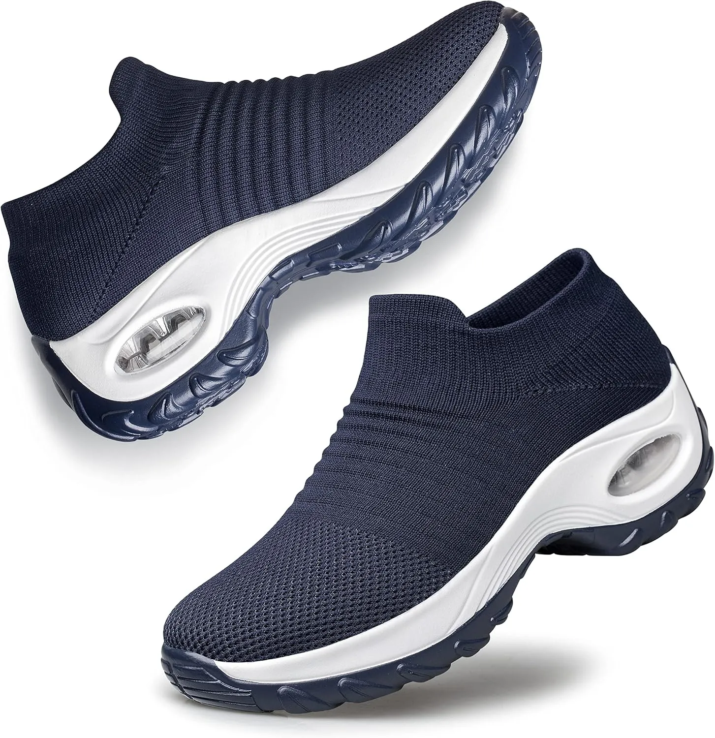 YHOON Women's Walking Shoes - Sock Sneakers Slip on Mesh Platform Air Cushion Athletic Shoes Work Nurse Comfortable