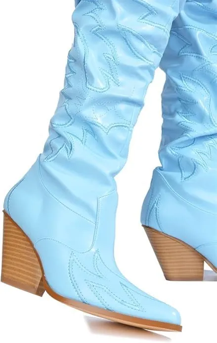YOKI Cowgirl Boots Women, Over the Knee Western Cowboy Boots for Women with Chunky Block Heels