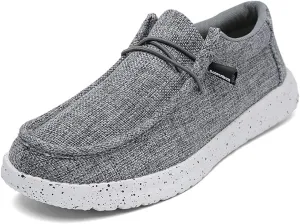 YONGJIA Men's Wally Lace Up Loafers Canvas Slip-on Comfortable Light-Weight Walking Driving Shoes