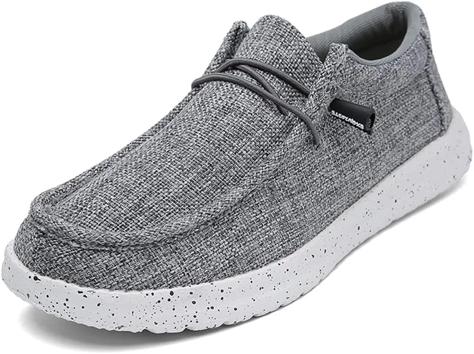 YONGJIA Men's Wally Lace Up Loafers Canvas Slip-on Comfortable Light-Weight Walking Driving Shoes