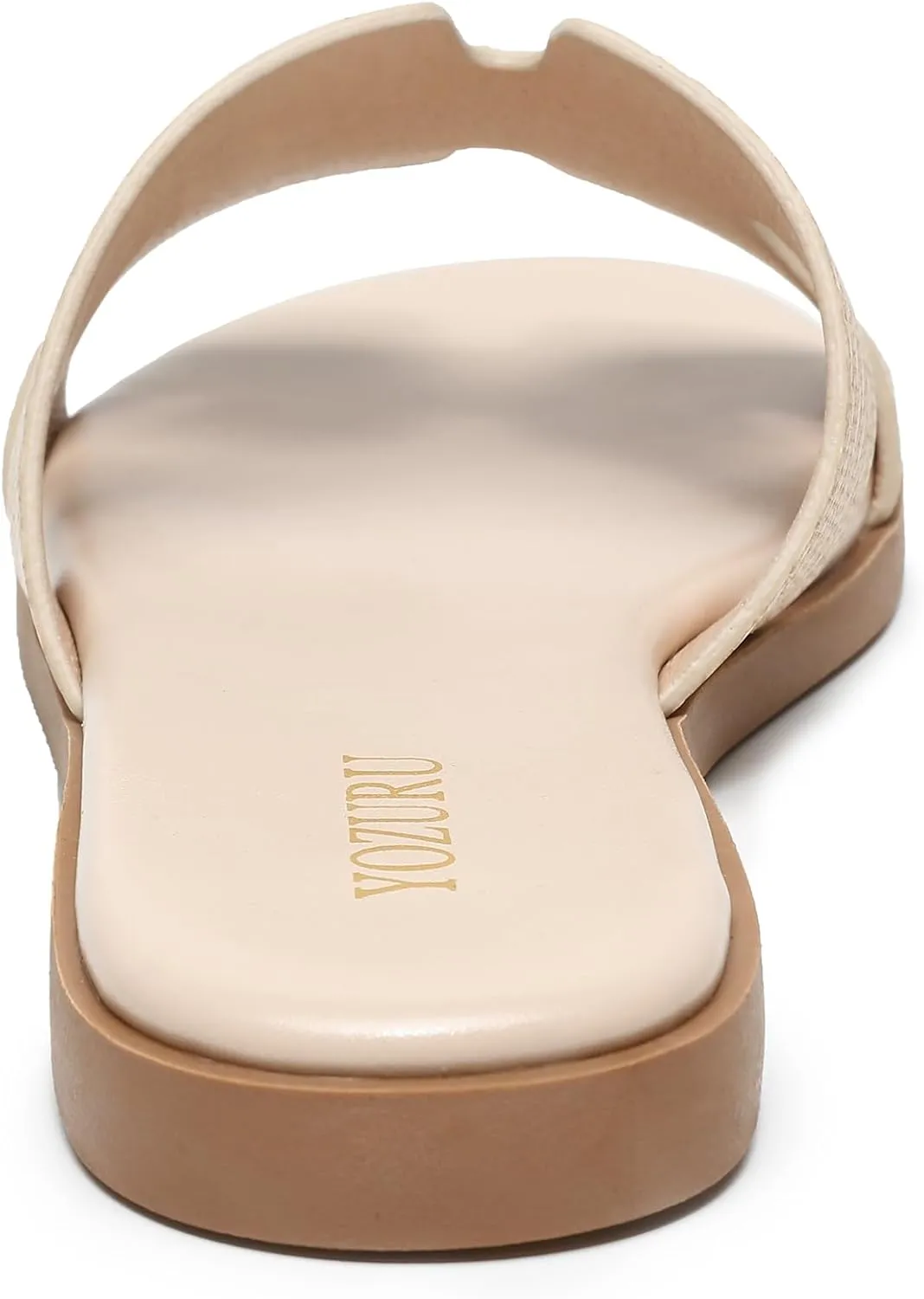 Yozuru Womens Flat Sandals Open Toe Dressy Summer Sandals Comfortable Casual Slip on Leather Slides Sandals for women