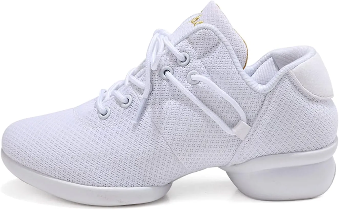 YUKTOPA Womens Dance Sneakers Jazz Shoes Lace-up Walking Shoes Lightweight Breathable Lady Platform Shoes