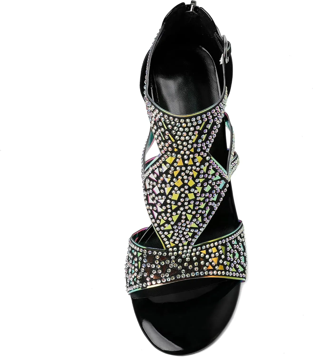 Zamikoo Heeled Sandals Open Toe Rhinestone Cutout Gladiator Heels Stiletto Sparkly Heels for Women Summer 4 Inches
