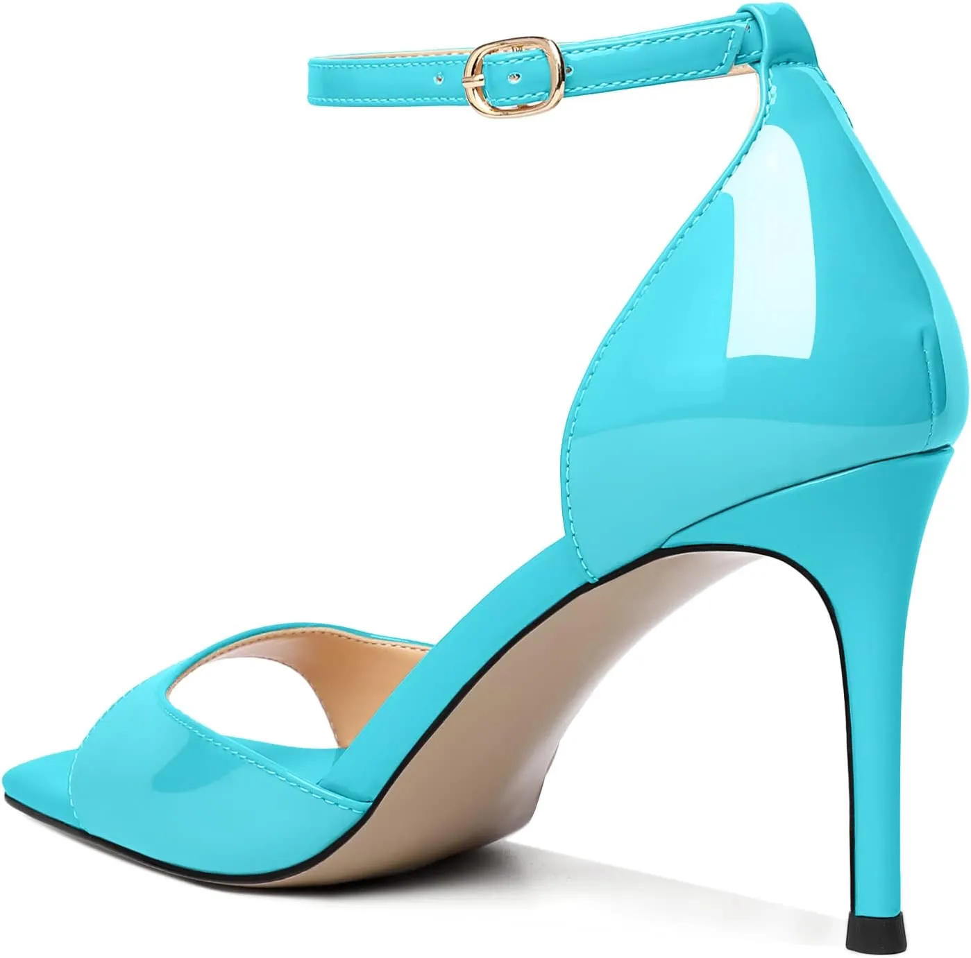 Zamikoo Women's High Heels, Open Toe Ankle Strap High Heeled Sandals, Square Toe Stiletto Heel Dress Pumps Shoes Office Wedding Work Evening 3.5 Inch