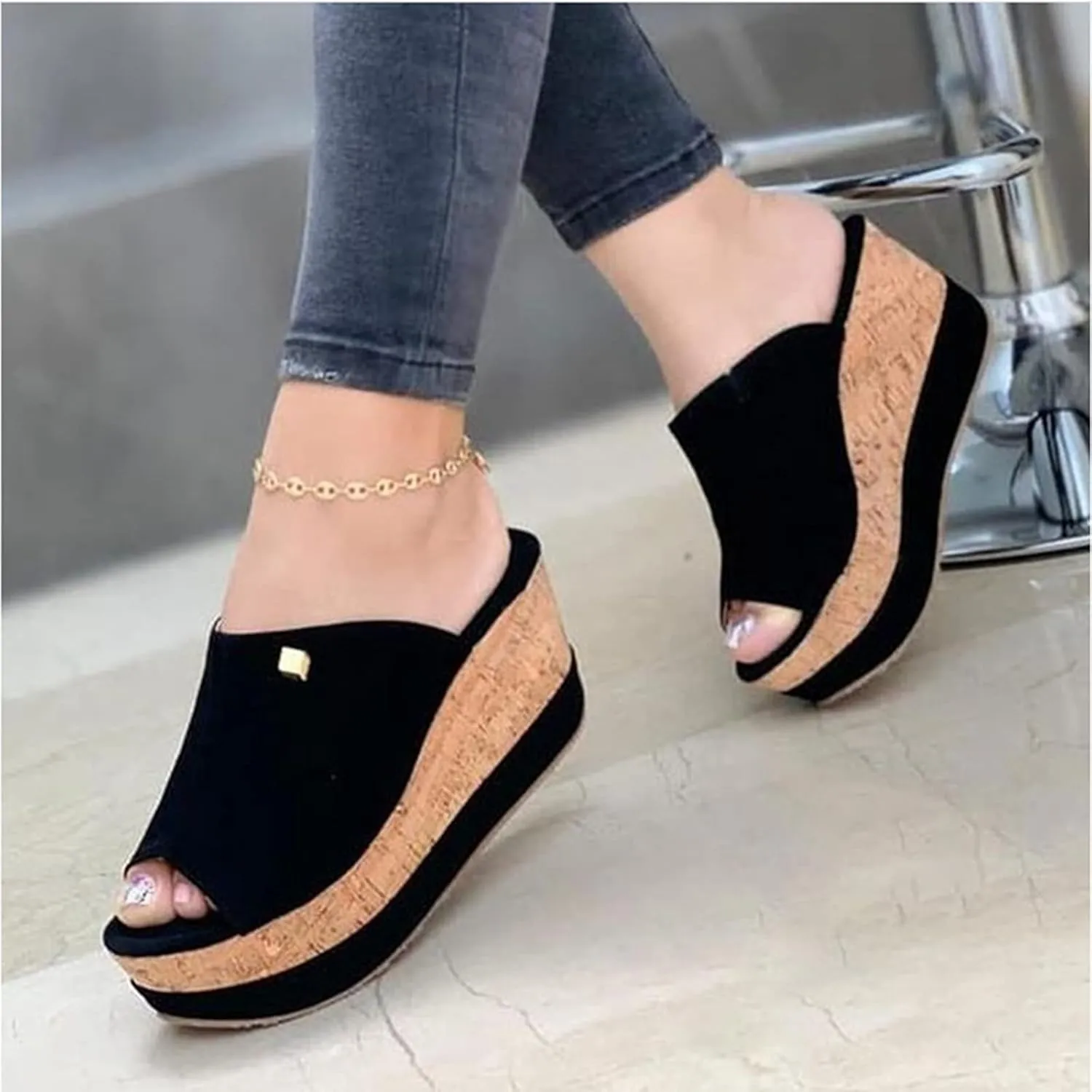 ZBYY Women's Wedge Sandals Open Toe Platform Flip Flops Slingback Fashion Summer Slip On Beach Outdoor Slippers