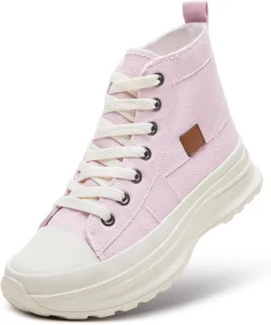 ZGR Womens Platform High Top Sneakers,White Canvas Sneakers for Women,Platform Tennis Shoes